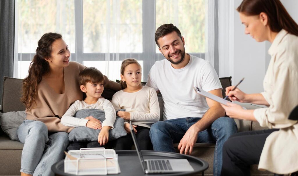 financial adviser explaining to the family members