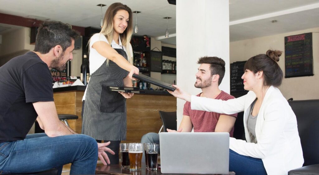 presenting menu to customers