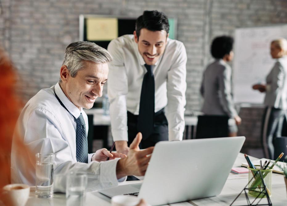 businessman looking at the laptop